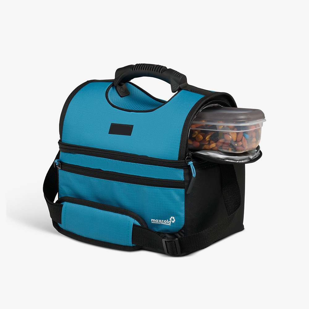 Manufacturers Custom With Logo Soft Reusable Dual Compartment Food Drink Thermal Insulated Lunch Cooler Bag for Adults Men Women - Image 4
