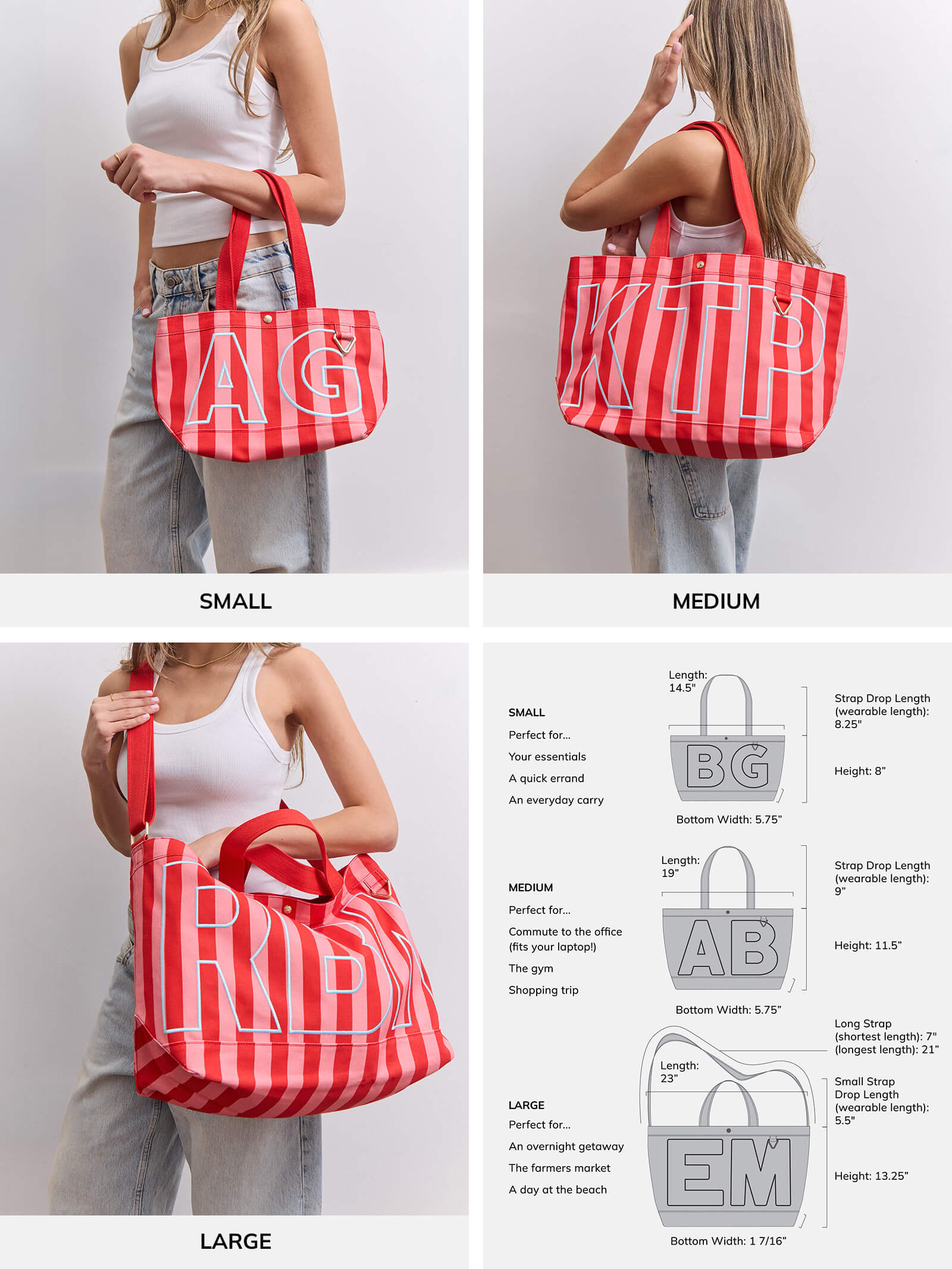 Manufacturers Custom Printed With Logo Personalized Embroidered Letter Daily Weekend Travel Beach Striped Cotton Canvas Tote Bag - Image 4