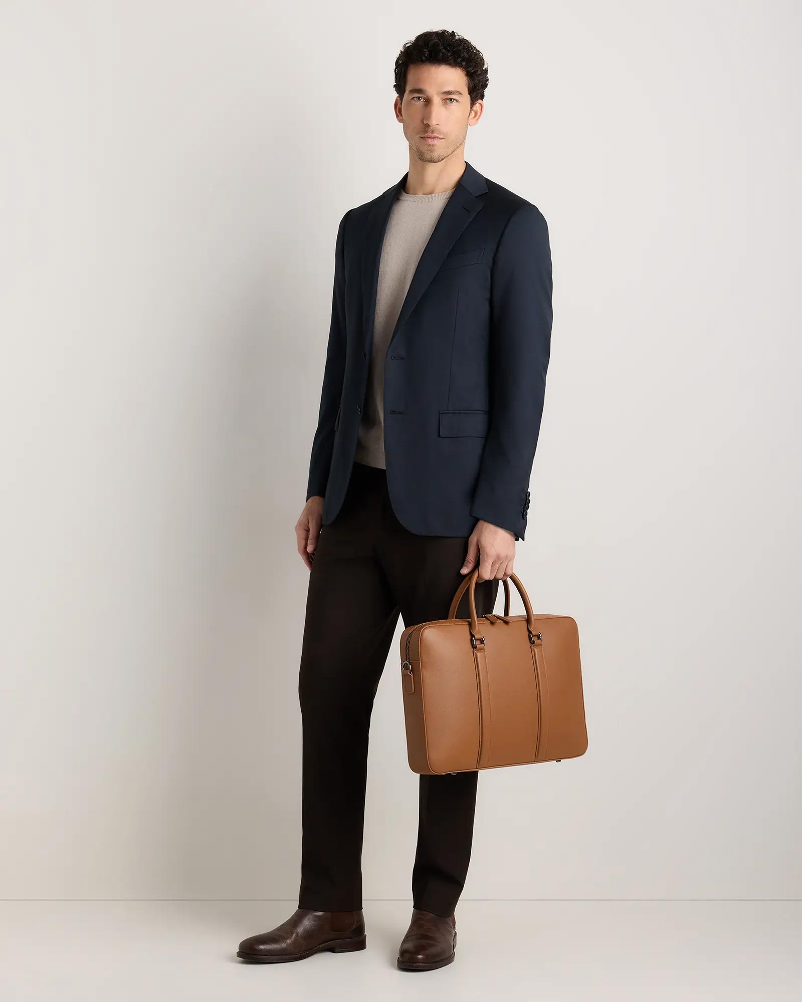 Manufacturers Custom Fashion Luxury Premium Waterproof Vintage Full Grain Leather Travel Business Laptop Bag Briefcase for Men - Image 9