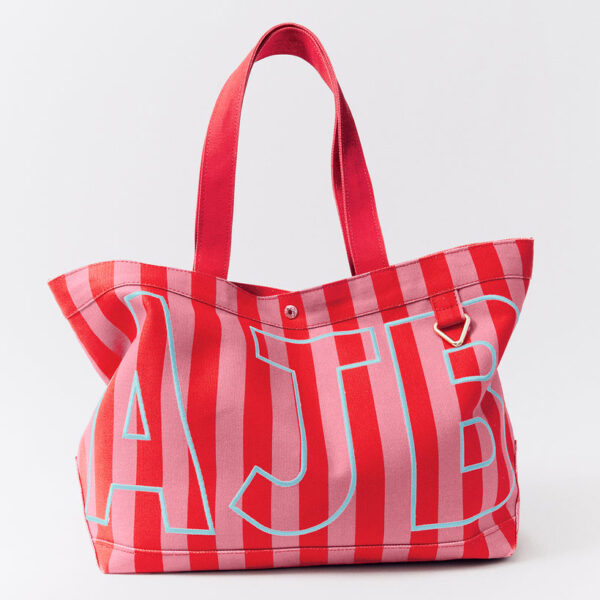 Manufacturers Custom Printed With Logo Personalized Embroidered Letter Daily Weekend Travel Beach Striped Cotton Canvas Tote Bag